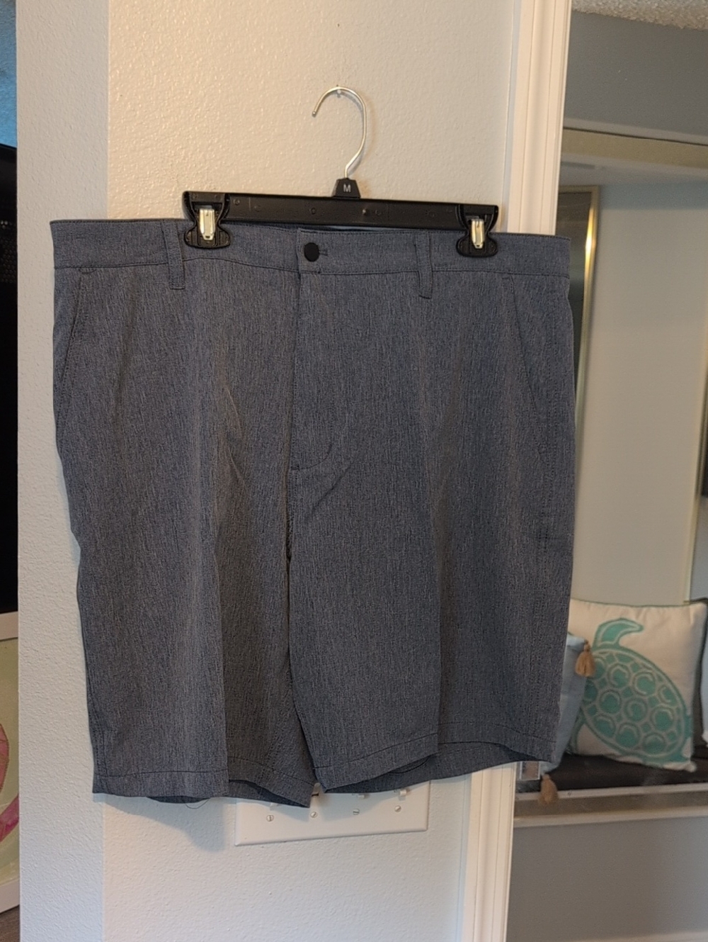 Men's Flat-Front Light Navy Micro-Stripe Shorts Brand New